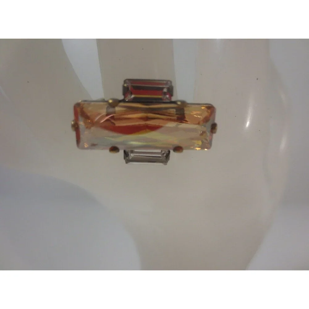 DANNIJO Paula light amber crystal Rectangle Brss ring Sz 5 NWOT $195 - Picture 5 of 8